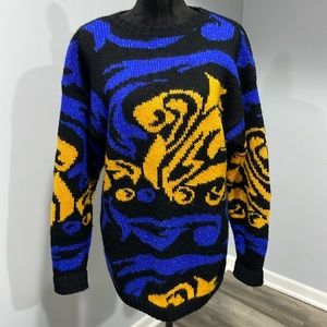 Vintage 1990s Needleworks wool pullover sweater size large colorful